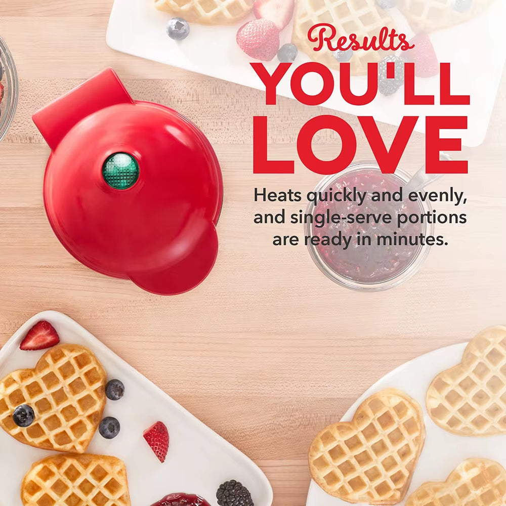 Multi Functional Mini Heart-Shaped Waffle Maker, Double-Sided Heated Breakfast Toaster, Portable Baking Machine