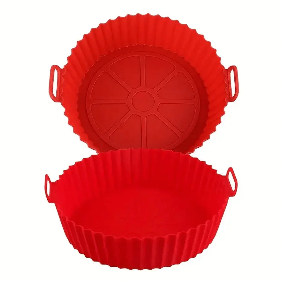1/2 Pack Silicone Air Fryer Liner Pot Non-Stick Silicone Basket Bowl Reusable Baking Tray Kitchen Items Baking Pan