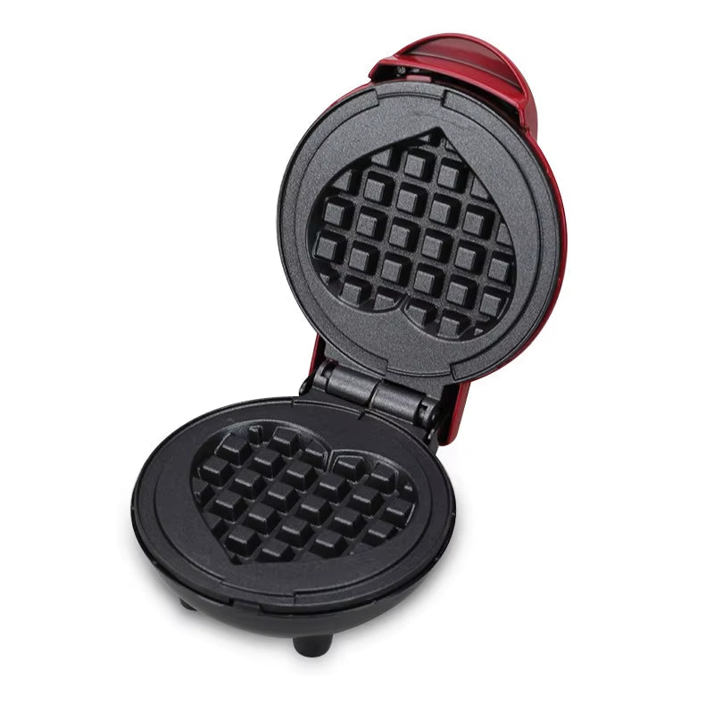 Multi Functional Mini Heart-Shaped Waffle Maker, Double-Sided Heated Breakfast Toaster, Portable Baking Machine