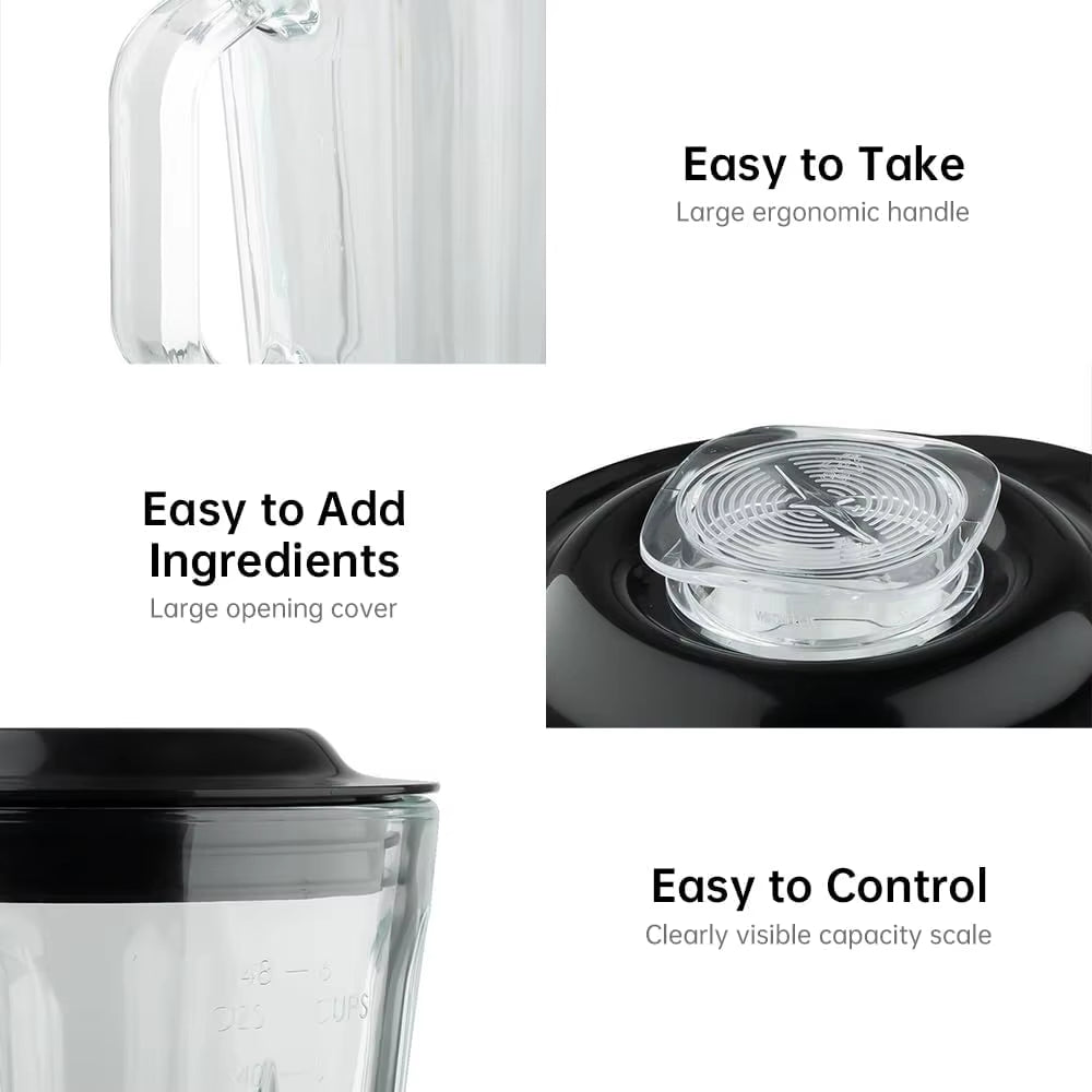 Personal Size Smoothie Blender with Cup for Kitchen 500W Stainless Steel Small Blender 2 Speed Adjustable with 48Oz Glass Jar Do