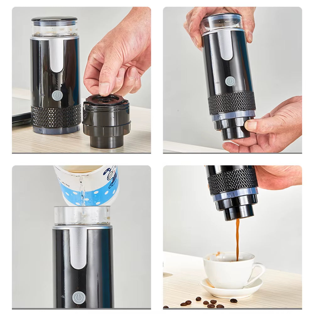 Portable Nespresso Coffe Maker Espresso Rechargeable Coffee Machine Outdoor Travebuilt-In Battery Extraction Powder & Capsule