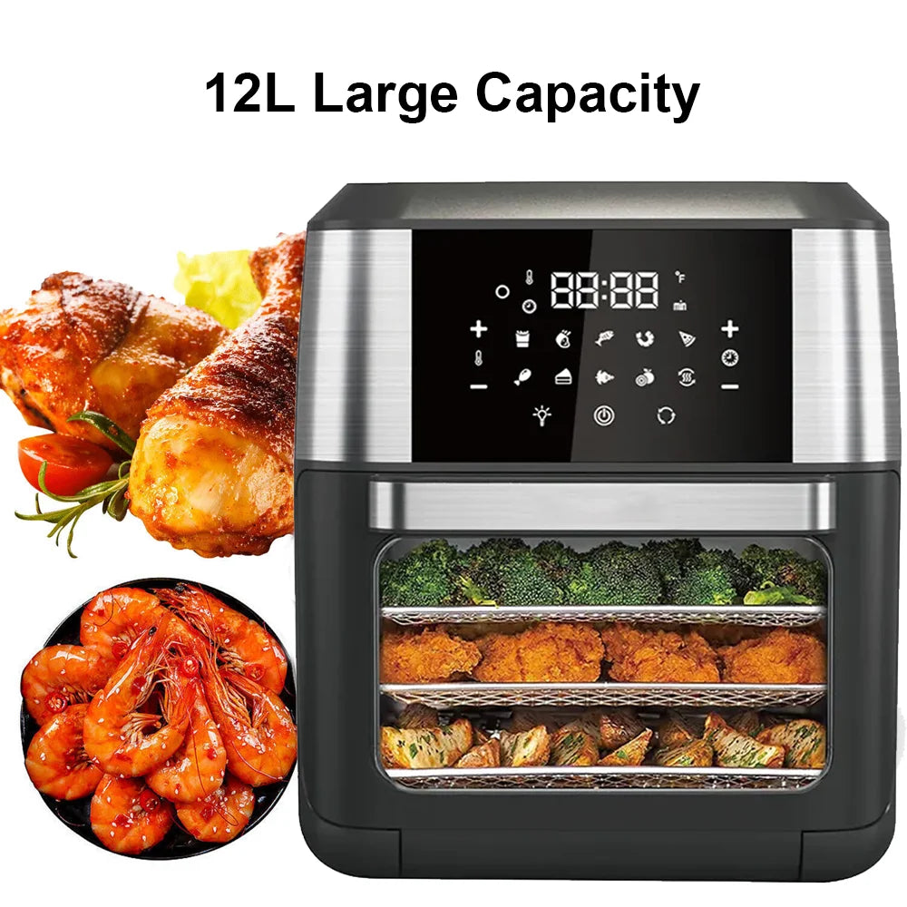 2400W 9L/1700W 12L/1350W 10L Hot Air Fryer Multi-Function Air Fryer Automatic Programmes with LED Touch Screen Timable Air Fryer