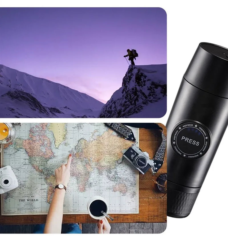 Portable Nespresso Coffe Maker Espresso Rechargeable Coffee Machine Outdoor Travebuilt-In Battery Extraction Powder & Capsule