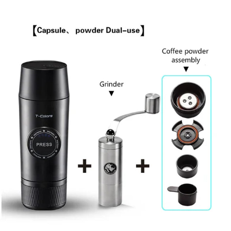 Portable Nespresso Coffe Maker Espresso Rechargeable Coffee Machine Outdoor Travebuilt-In Battery Extraction Powder & Capsule