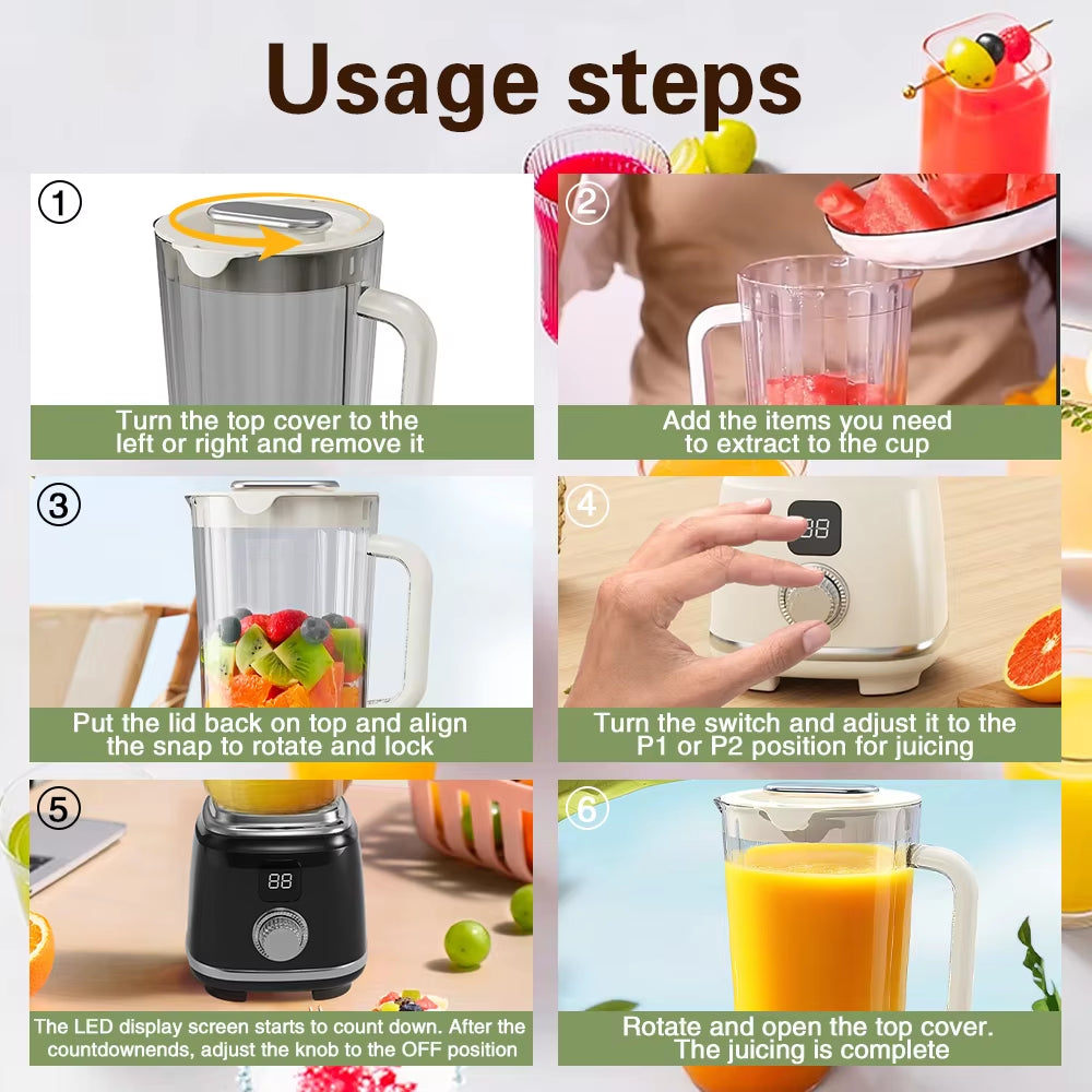 TINSOL Household Blender Juicer 10 Blades Multifunctional Juicer Ice Crusher Juice Extractor High Juice Yield Kitchen Tool