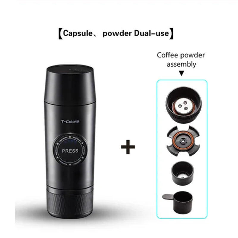 Portable Nespresso Coffe Maker Espresso Rechargeable Coffee Machine Outdoor Travebuilt-In Battery Extraction Powder & Capsule