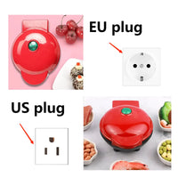 Multi Functional Mini Heart-Shaped Waffle Maker, Double-Sided Heated Breakfast Toaster, Portable Baking Machine