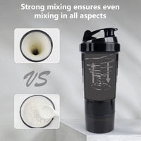 3 Layers Shaker Protein Bottle Powder Shake Cup Water Bottle Plastic Mixing Cup Body Building Exercise Bottle