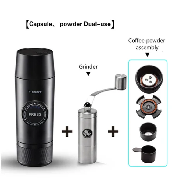 Portable Nespresso Coffe Maker Espresso Rechargeable Coffee Machine Outdoor Travebuilt-In Battery Extraction Powder & Capsule