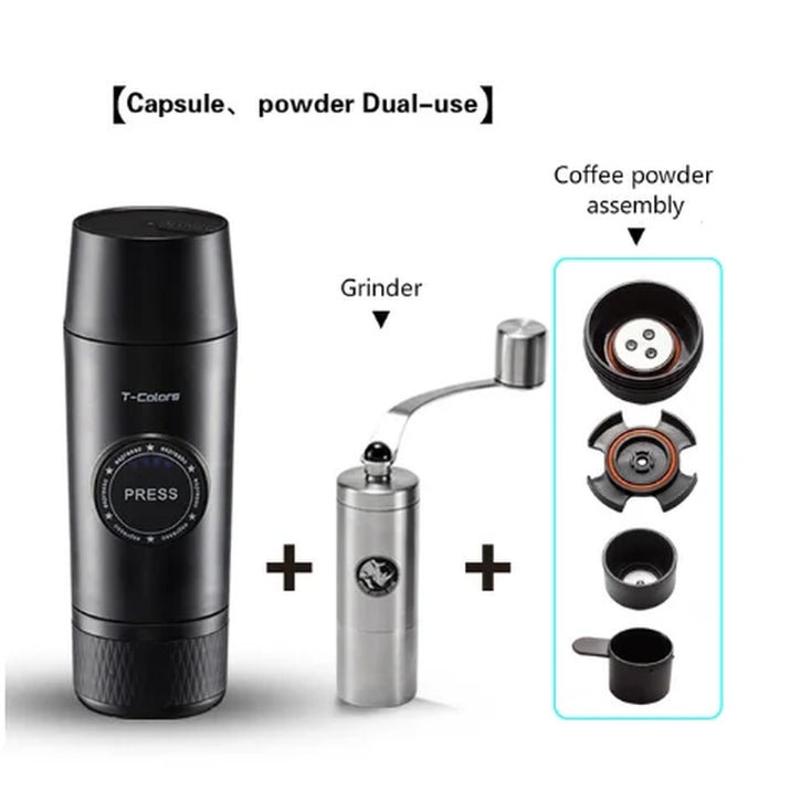 Portable Nespresso Coffe Maker Espresso Rechargeable Coffee Machine Outdoor Travebuilt-In Battery Extraction Powder & Capsule
