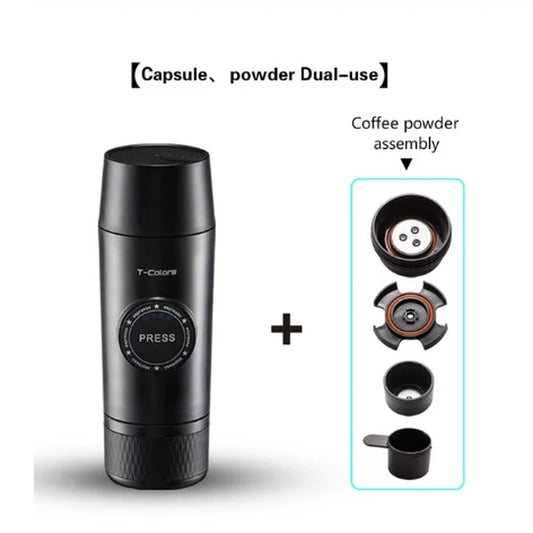 Portable Nespresso Coffe Maker Espresso Rechargeable Coffee Machine Outdoor Travebuilt-In Battery Extraction Powder & Capsule