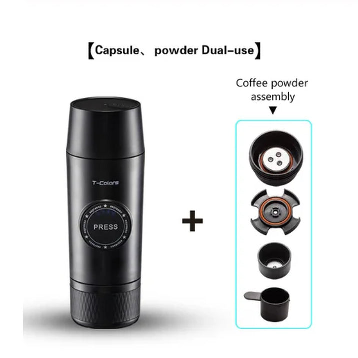 Portable Nespresso Coffe Maker Espresso Rechargeable Coffee Machine Outdoor Travebuilt-In Battery Extraction Powder & Capsule