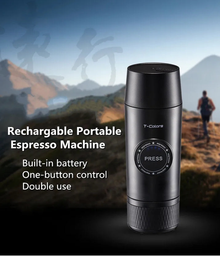 Portable Nespresso Coffe Maker Espresso Rechargeable Coffee Machine Outdoor Travebuilt-In Battery Extraction Powder & Capsule